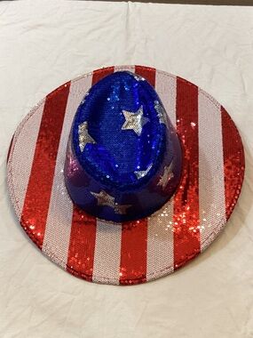 Patriotic Sequin Cowboy Hat - Red, White & Blue